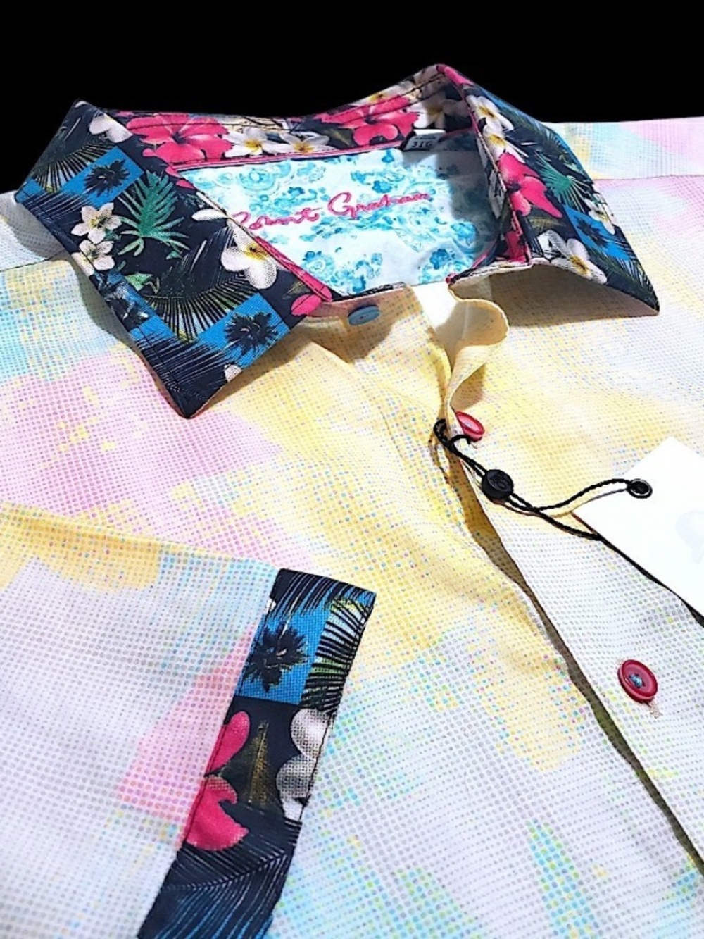 NEW Robert Graham Colorful Cocktail Short Sleeve 3XL Classic Fit Shirt $238